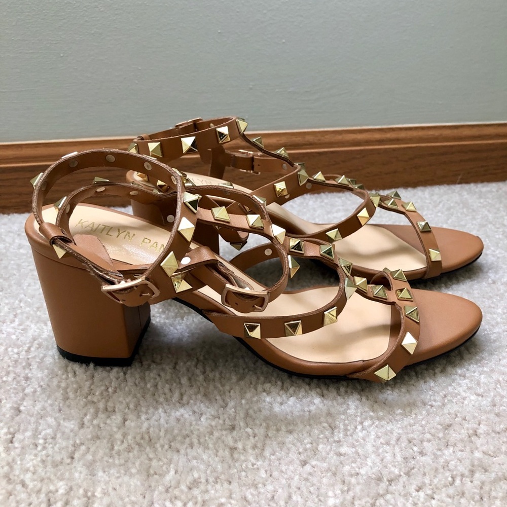 Gold spiked block heels